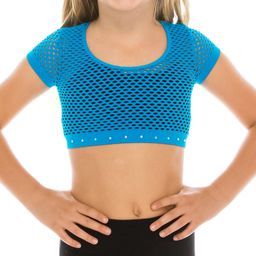 Short Sleeve Cropped Mesh Top for Little Girls 4-6x