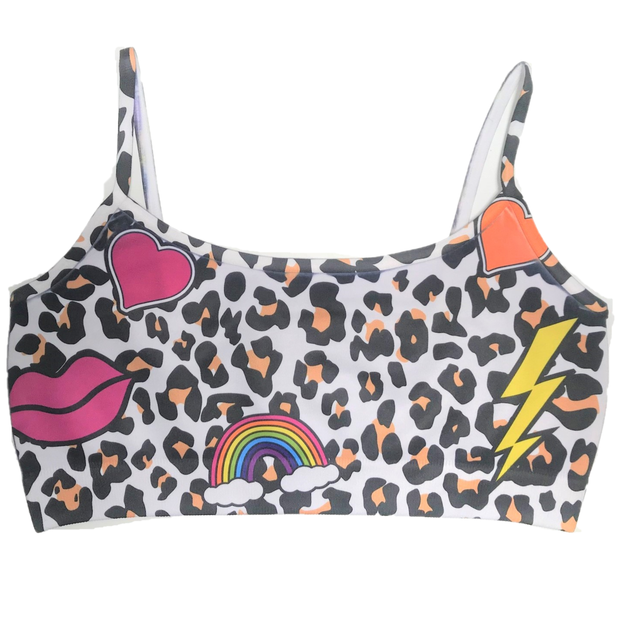 Leopard Print with Icons Bandeau Bra Cami for Girls 8-14