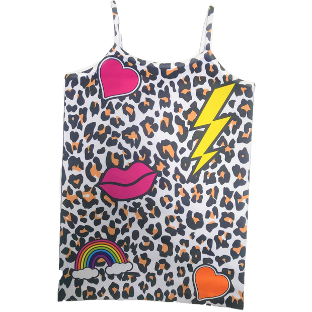 Leopard Print with Icons Full Cami for Girls 7-10