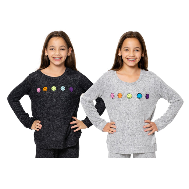 Girl's (8-14) Hacci Sweatshirt with Baby Chenille Patches