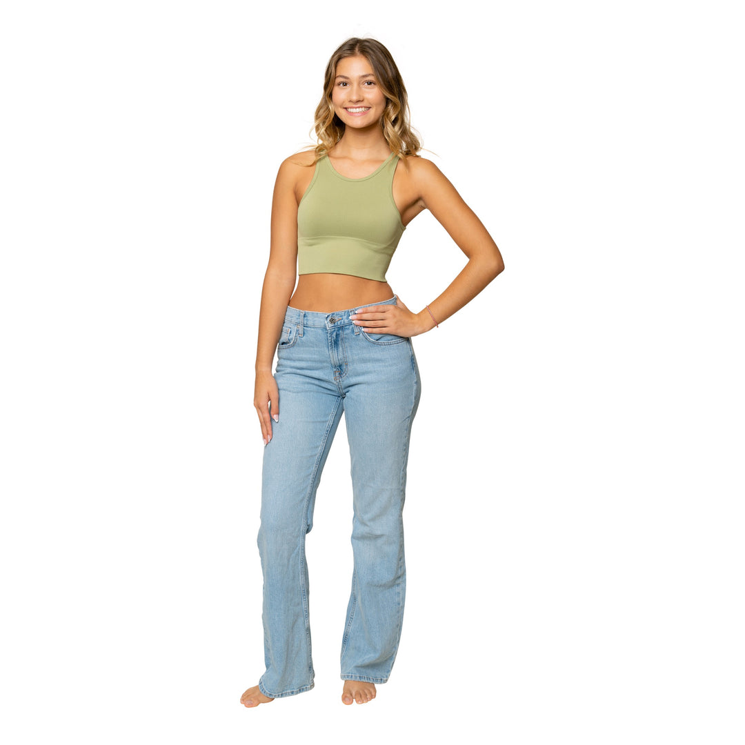 Junior's  Ribbed High Bottom Crop Tank Top