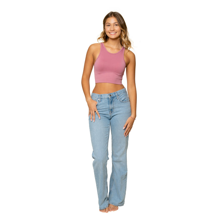 Junior's  Ribbed High Bottom Crop Tank Top