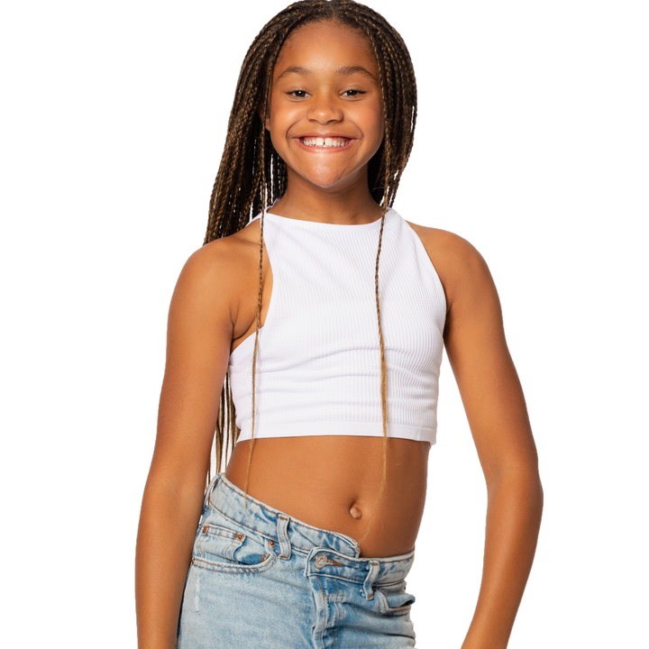 Girl's (8-12) Sleeveless Ribbed Crop Top