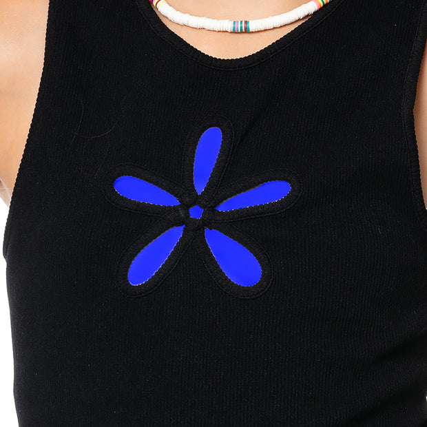 Sleeveless Top with Flower Cut Out