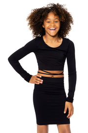 Girl's (8-12) Black Straight Seamless Skirt