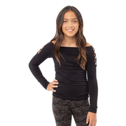 Girl's (8-14) Long Sleeve Top with Criss Cross Arms