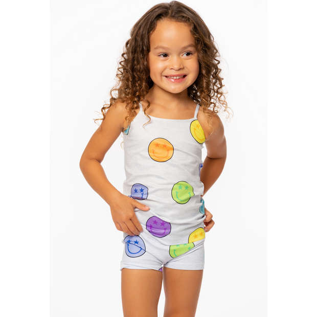 Pastel Happy Face Print Full Cami for Little Girls 4-6x