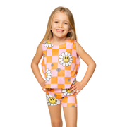 Little Girl's (4-6x) Pink & Orange Checkered Sleeveless Top