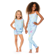 Light Blue Background with Rainbow Ombre Lightning Bolts Full Cami for Girls 7-10