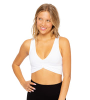 Junior's Rouched Crop Sleeveless Top