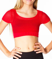 Girl's (8-14) Short Sleeve Cropped Mesh Top