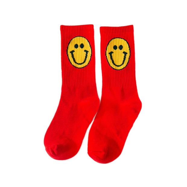 Cartoon - Happy face socks in red and black - CleanPNG / KissPNG