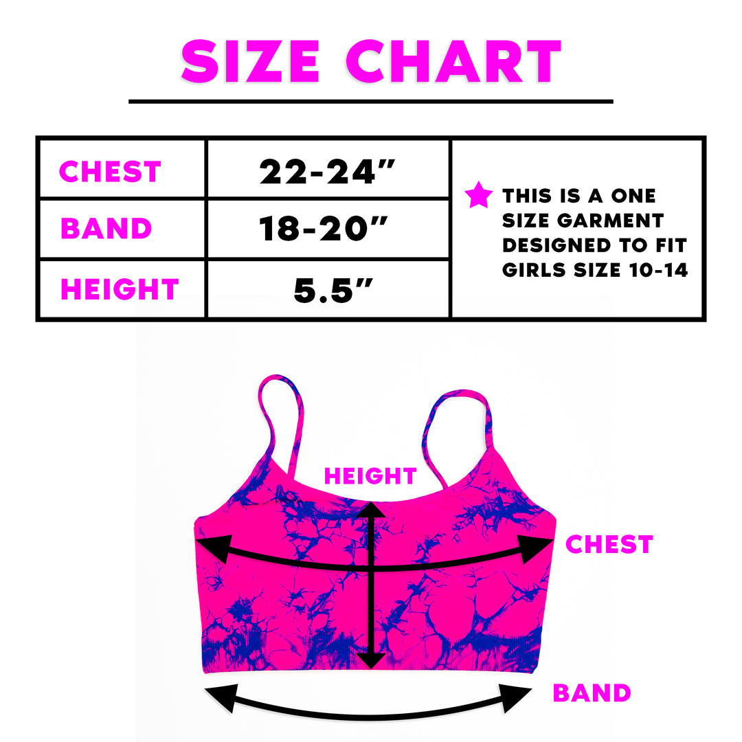 Girls (8-14) "DANCE" Tie Dye Bandeau Bra Cami