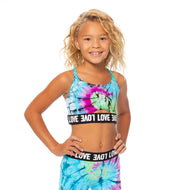 Tie Dye with Love Band Sport Bra for Girls 8-14