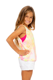 Water Color Tie Dye Sleeveless Top for Little Girls 4-6x