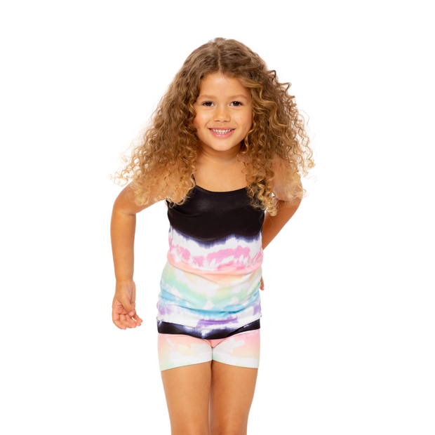 Midnight Rainbow Tie Dye printed Boy Shorts for Little Girls 4-6x
