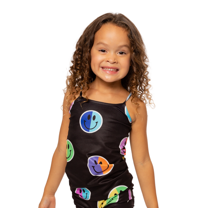 Little Girl's (4-7) Two Color Neon Happy Face Print Full Cami