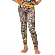 Rainbow Leopard Print Girls Leggings