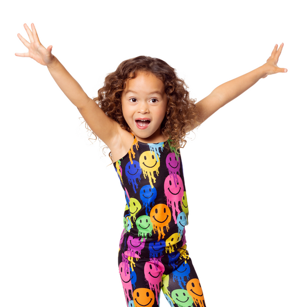 Drippy Happy Faces Print Full Cami for Little Girls 4-6x