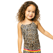 Rainbow Leopard Print Full Cami for Little Girls 4-6x