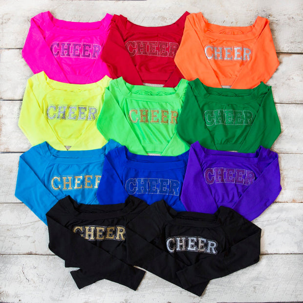 Little Girl's (4-6x) "CHEER" Long Sleeve Cropped Tops