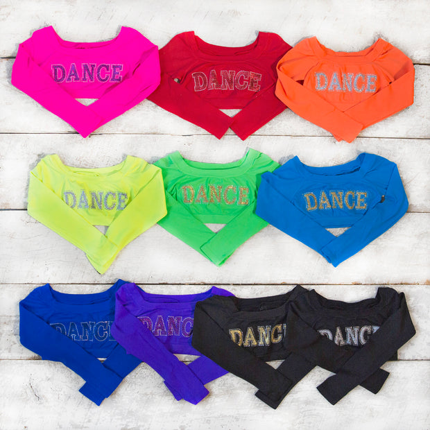 Girl's (7-14) "DANCE" Long Sleeve Cropped Top